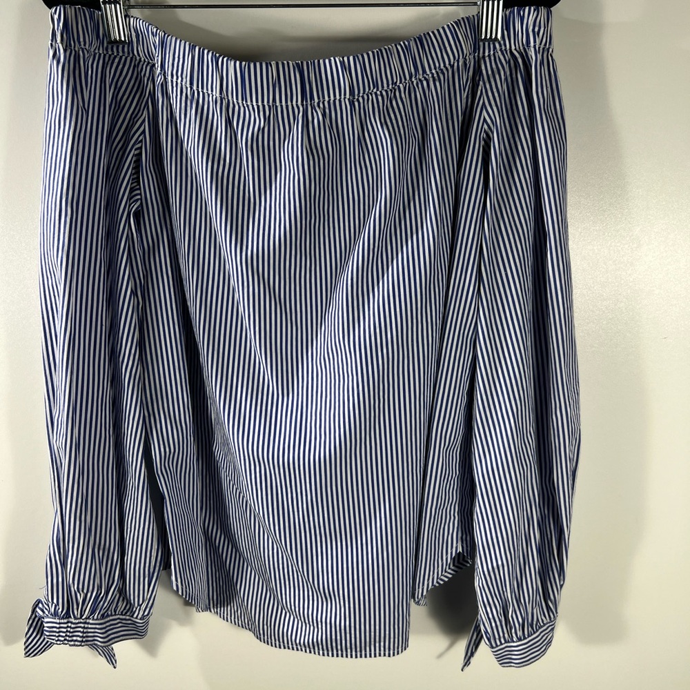 J. CREW Embellished off-the-Shoulder Striped Top Sz0 - Picture 6 of 11